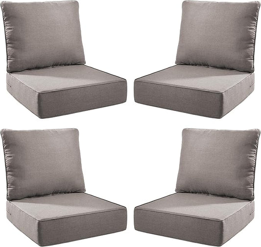 Luxury Outdoor Seat Cushion Set-24 x 24 x 6 Inch Outdoor Chair Cushions with Water Resistant & Removable Cover Outdoor Cushions for Patio Furniture Chair Sofa Couch
