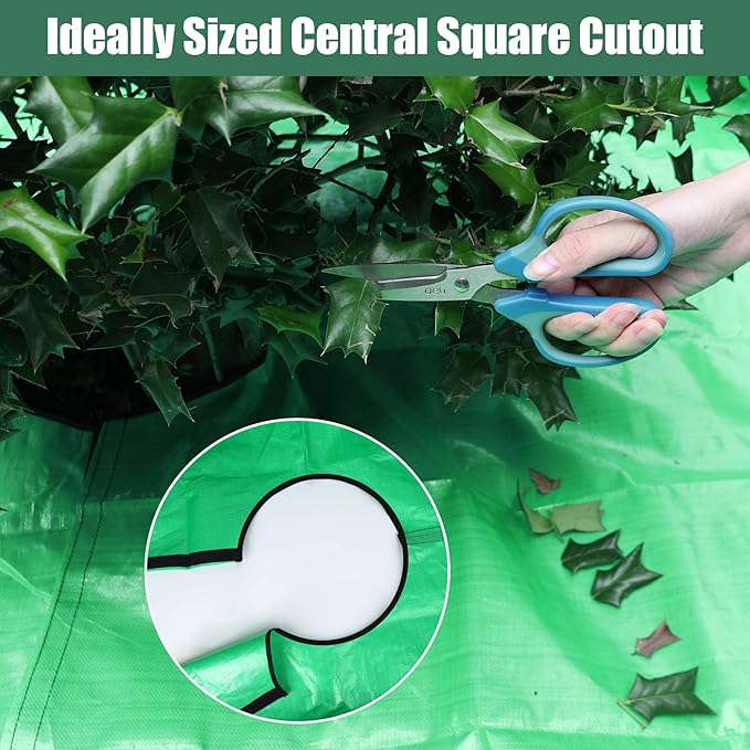 2 Pack Landscape Tarp for Trimming,Garden Tree Pruning Waterproof,Four Corners Has Corner Buckles Can Stand Up Fasten Around Trees and Shrubs,78.7"X78.7" Pruning Tarp with 12 inch Hole