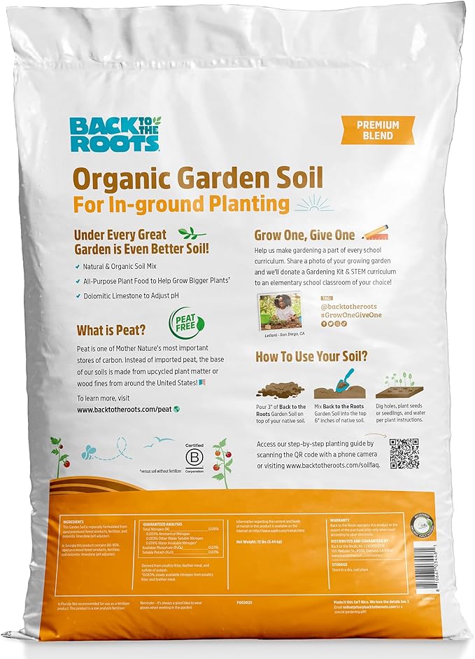 Back to The Roots 25.7qt (1 Cubic ft) Organic Premium Blend Garden Soil