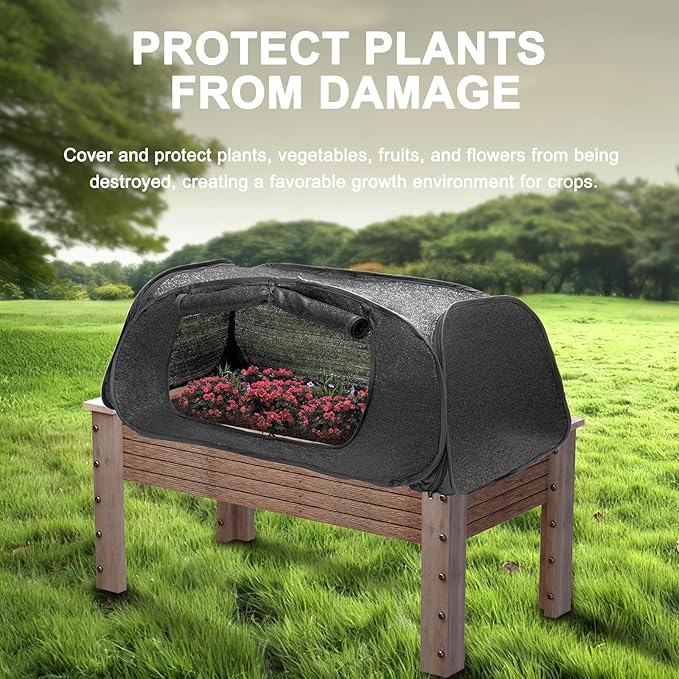 Garden Cover for Raised Beds 45“ x 22” x 16" Pop-Up Mesh Plant Garden Bed Cover For Vegetables, Seedlings, Fruits, Frost Protection, Outdoor Gardening Bird and Animal Barrier Greenhouse Cover