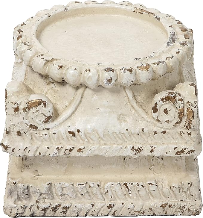 SOFE Column Pedestal Stand for Decoration Display, Distressed White Small Plant Stand, Large Candle Stand, Column Side Table, Classic Plinth Bases for Wedding Party Home Garden