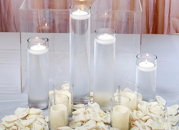 WGVI Quality Thick Weighted Tall Clear Cylinder Glass Vase, 3" W x 16" H, Flower Arrangement Candle Holder Floral Container Wedding Centerpieces Home Decor Bulk Wholesale, 6 Pieces