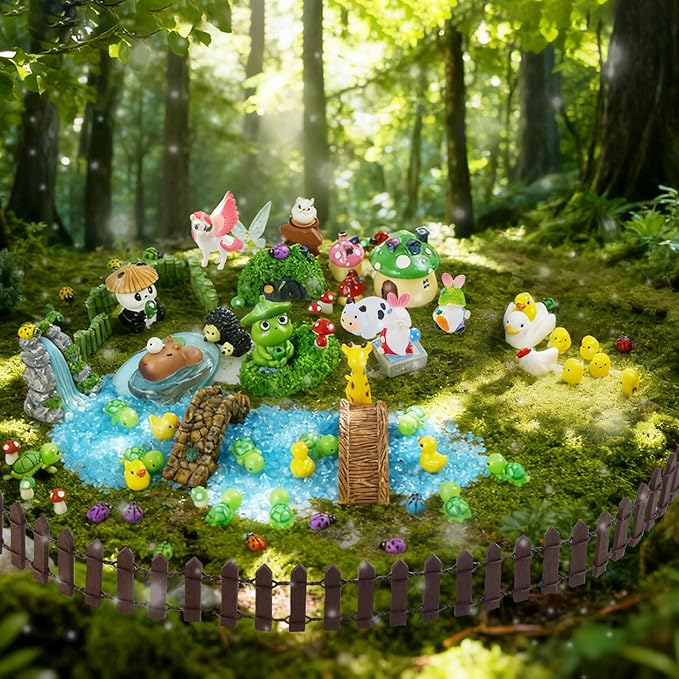82 Pcs Fairy Garden Accessories Kit - Miniature Figurines, Resin Mushrooms, Elves & Animals, Bridges & Houses for DIY Terrarium, Dollhouse, Succulent Garden Decor, Indoor Outdoor Craft
