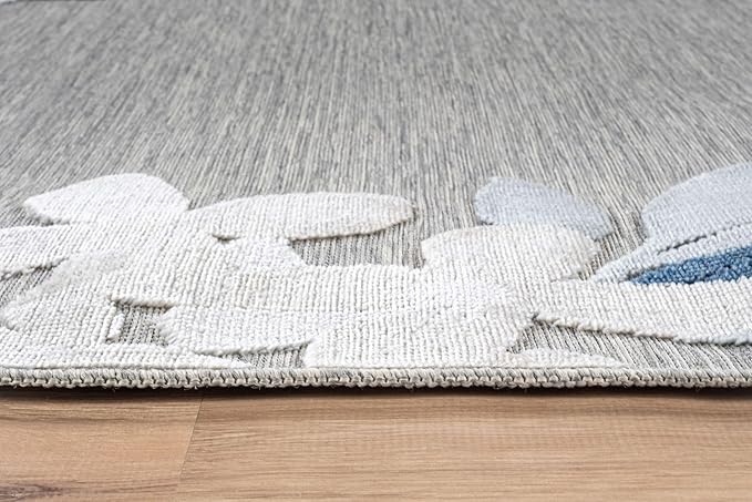 Outdoor Rug 10x14 Washable Area Rugs Indoor Outdoor Carpets Blue Border Floral Non Shedding Waterproof Easy Clean Patio Deck Porch Living Room Bedroom Garden RV (10 X 14 Blue)