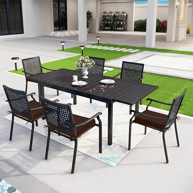 Outdoor Chair Cushions Set of 4, 18.5 x 16 Inch Patio Chair Cushions for Outdoor Furniture, Water Resistant, Non-Slip Ties(Dark Brown)