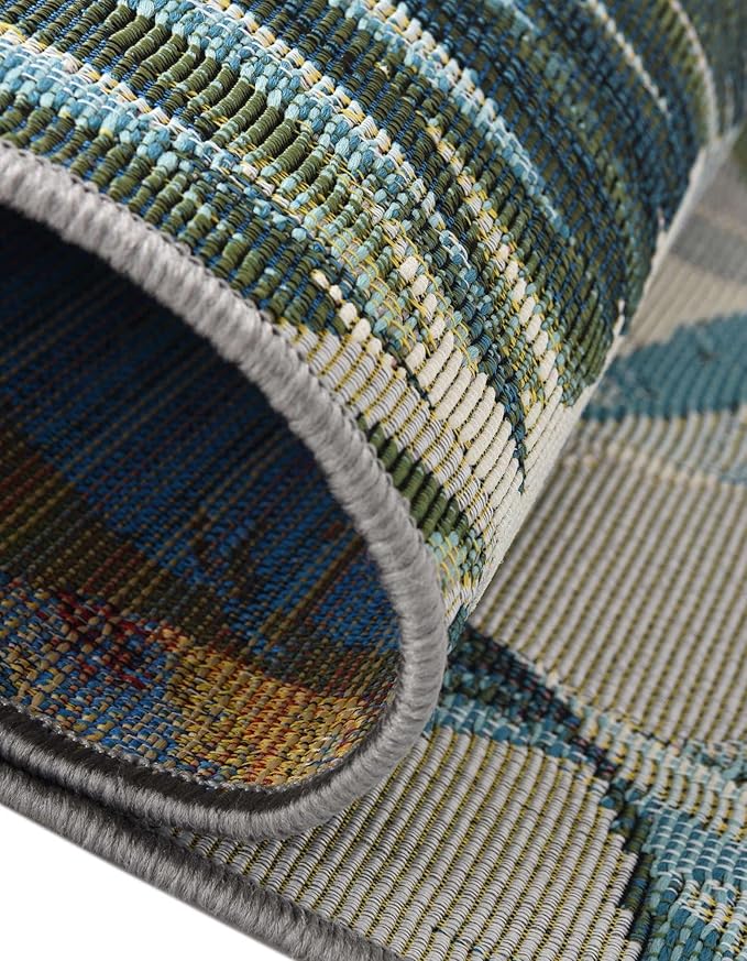 Unique Loom Outdoor Botanical Collection Area Rug - Kula (5' 3" Square, Multi/ Gray)