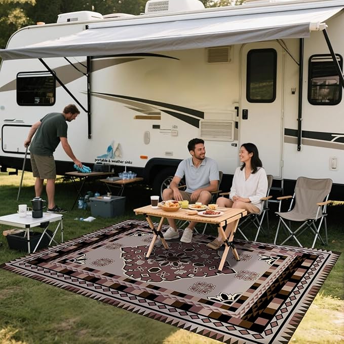 WILDROOTS 5x8 Feet Los Blanket Plastic Outdoor Rug, Stain Resistant Waterproof Reversible Outdoor Patio Rug, Fade Resistant Camping Rug