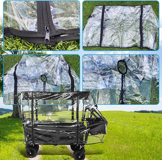 Wagon Cover for Rain, Universal Rain Cover Water Proof Wind Cover Stroller Baby Trend Quad Radio Flyer Wagon Rain Cover Trolley Cart Accessories for Outdoor Garden Camping Picnic