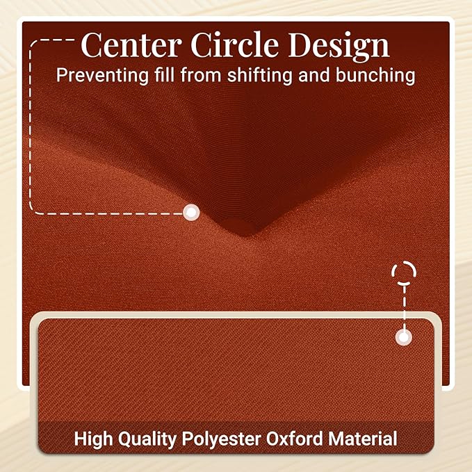 downluxe Bistro Chair Cushions for Patio Furniture, Water-Resistant Round Outdoor Chair Cushions Set of 2 with Non-Slip Ties, 15" x 15", Brick Red