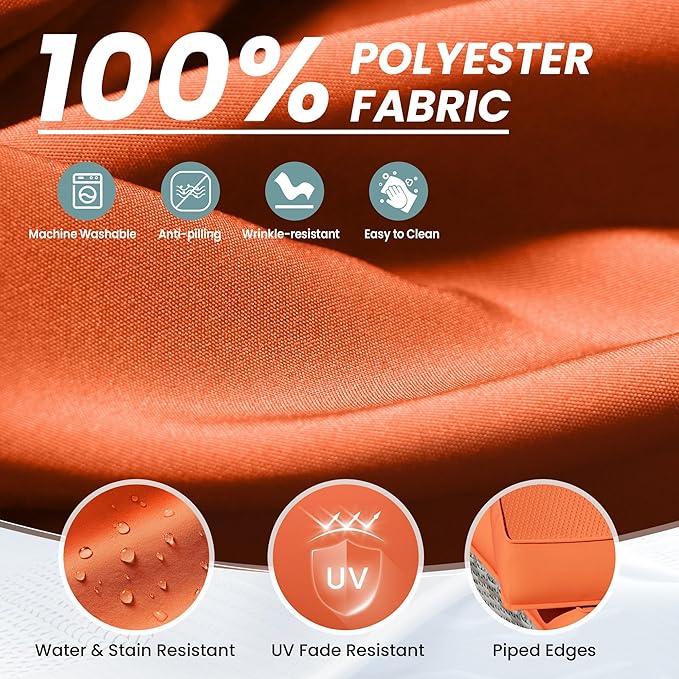 UDPATIO Outdoor Cushions for Patio Furniture Upgraded, Waterproof Patio Furniture Cushions Replacement, 4" Deep Seat Outdoor Sectional Cushions for 4-seat Patio Furniture Chair Sofa Couch, Orange