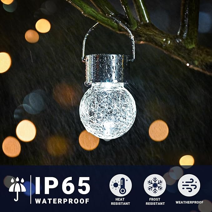 Solpex 12 Pack Hanging Solar Lights Outdoor,Solar Outdoor Lights Decorative, Solar Powered Waterproof Lights, Hanging Globe Light for Garden, Yard, Patio, Lawn, Flower Bed(Cold White)
