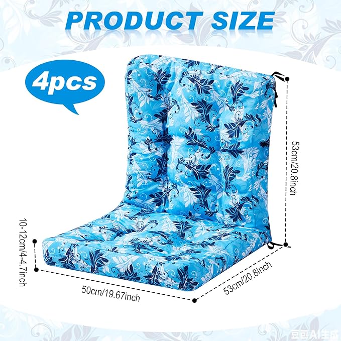 Hoteam 4 Set Outdoor Deep Seat Patio Chair Cushions Waterproof Patio Cushions Set 20 x 42 Inch for Furniture Replacement Removable Seat and Back(Paisley)