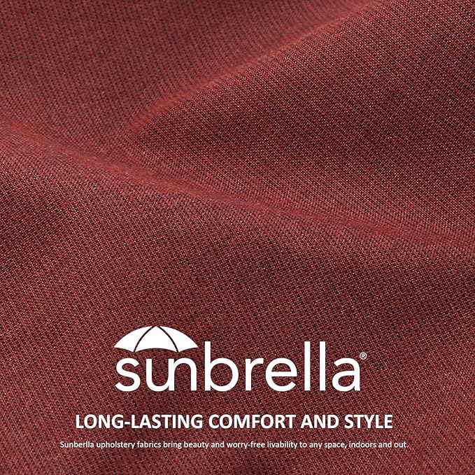 Sunbrella Outdoor Patio Chair Cushions Set, 24" x 24", Set of 2, Water-Repellent, Fade Resistant, Deep Seat Cushion for Backyard, Couch, Sofa and Patio Furniture, Spectrum Brick
