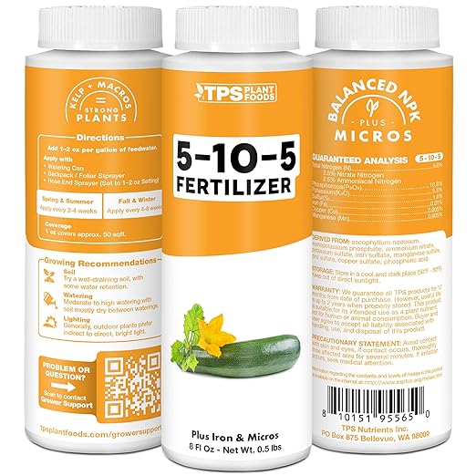 5-10-5 Fertilizer for Plants, Great for Root Vegetables, Fruiting Vegetables, and Flowers, Plant Fertilizer by TPS Plant Foods, 8oz (250ml)