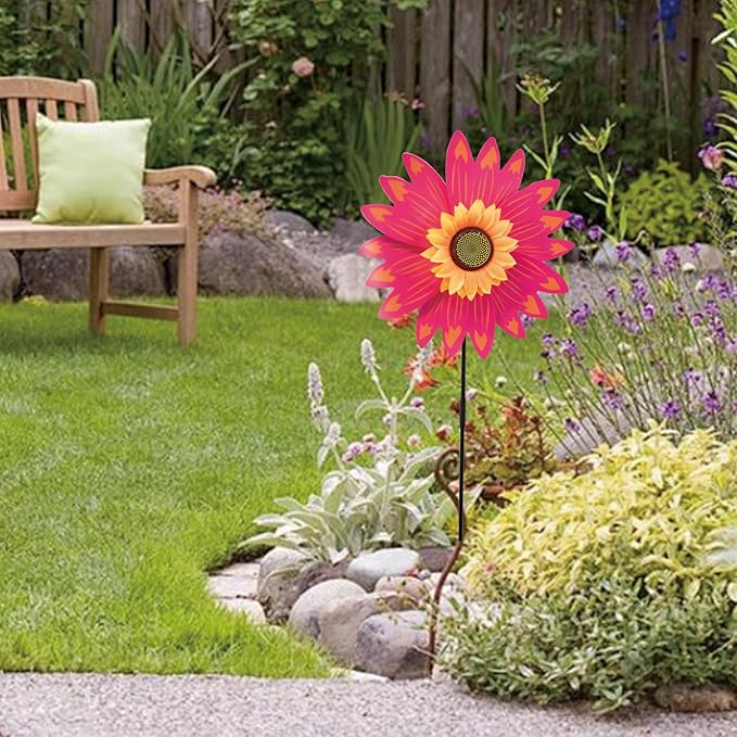 2 Set Plant Umbrella Decor for Outdoor Small Plants, 14 Inch Diameter Yellow Sunflower Shade Cover for Outdoor Patio Mini Potted and Garden Beds Decor, Yellow and Rosered
