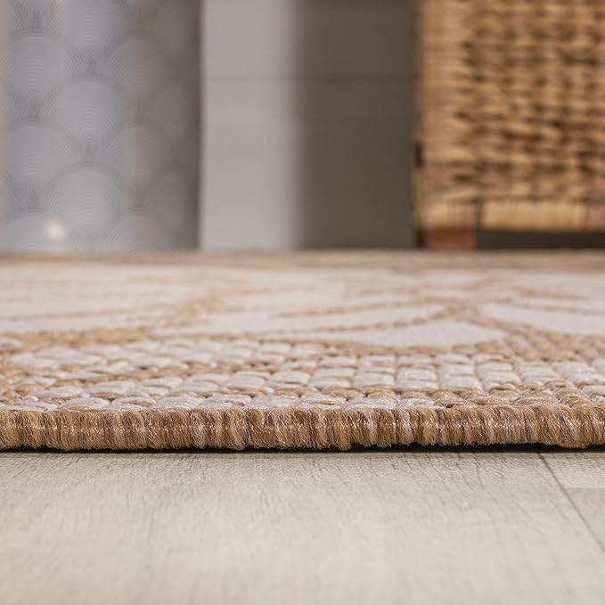 JONATHAN Y Floral Textured Weave Indoor Outdoor Area Rug 8X10 Brown/Cream, Zinnia Modern for Backyard, Patio, Porch, Easy-Cleaning, High Traffic, Pet-Friendly, Non-Shedding (SMB110I-8)