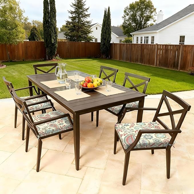 LVTXIII Outdoor Chair Cushions 19"x19"x2" Pack of 2, Water-Repellent Square Corner Memory Foam Seat Cushions with Ties for Garden Patio Furniture,Paisley Vintage
