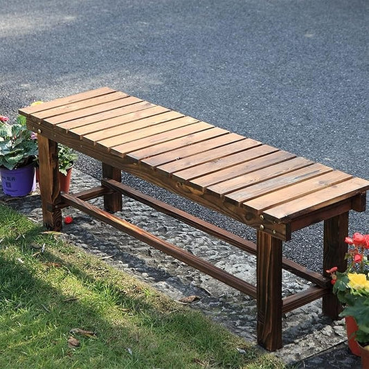 47.2'' Outdoor Garden Benches Weatherproof Patio Bench Two-Person Seat Backless Bench Wood Bench with Slatted High Temperature Bench for Front Porch Backyard (Upgraded to Prevent Fading)