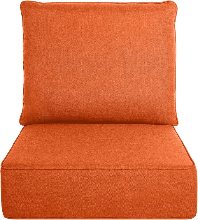 Belord Luxury 6" Thick Outdoor Cushion Set - 24 x24 Inch 28D Sponge Filling Fade-Resistant Chair Cushion, Spill Proof Removable Patio Furniture Replacement Cushion for Sofa Bench Swing - Orange