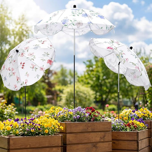 3 Pack Plant Umbrella for Outdoor Adjustable Sun Shade Covers 24" Sun Protection Cloth UV Umbrella for Potted Plants, Garden Beds, Patio Flowers