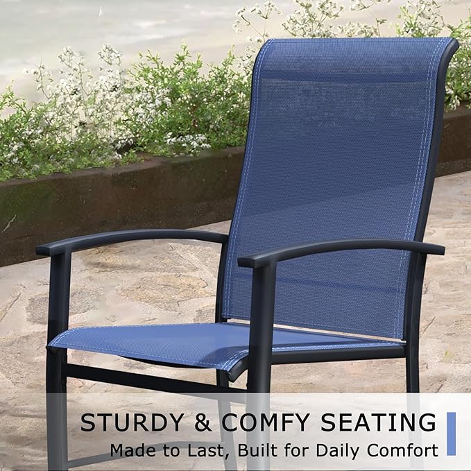 Outdoor Dining Chairs Set of 8, Patio Chairs with Metal Frame & Textilene Fabric, Perfect for Patio Garden Deck