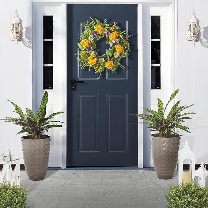Glitzhome 19.75" H Tall Outdoor Planters Set of 2, Large Planters for Outdoor Plants, Oversized Textured Tall Planter with Drainage Holes, Decorative Round Flower Pots for Indoor Outdoor