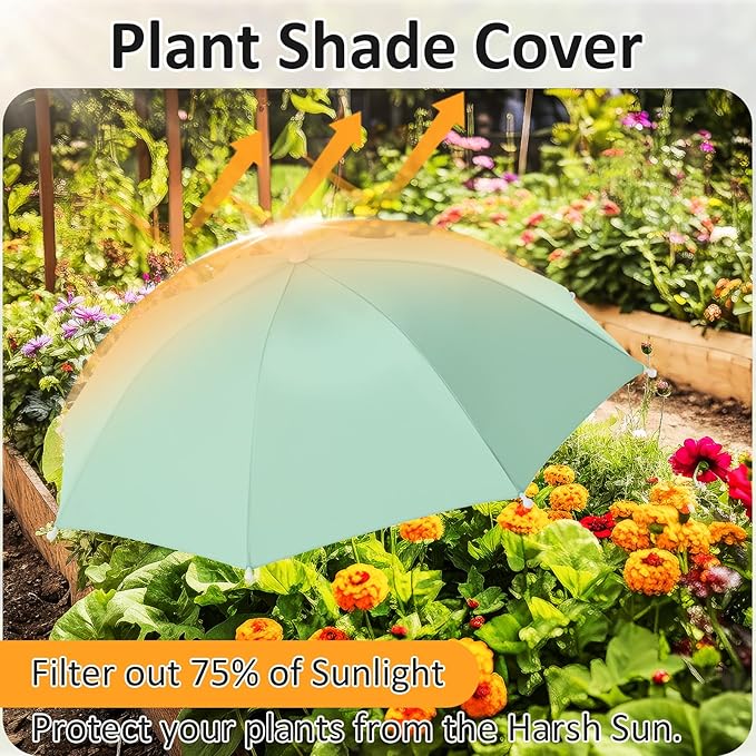 Plant Umbrellas for Outdoor Plants 24.8 Inch Garden Shade Cover Sun Protection Umbrella Space Saving Garden Umbrella Shade Canopy for Potted Plants Bed Flower Pot