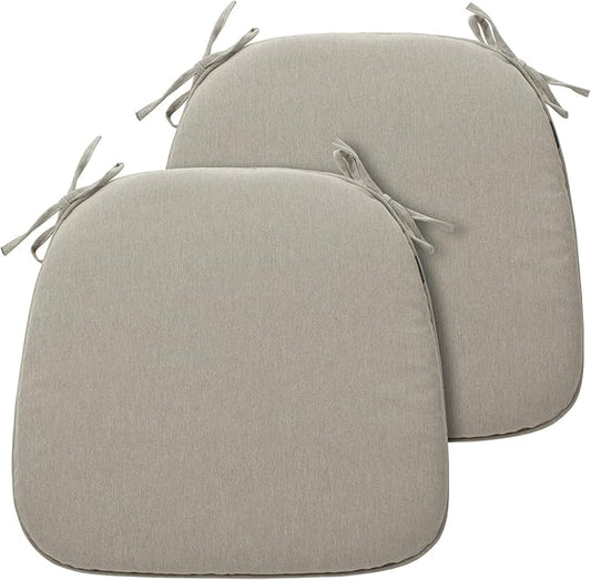 Magpie Fabrics Outdoor/Indoor 17"x16"x2" Chair Cushions with Ties Set of 2, Waterproof All Weather U-Shape Seat Pads Decoration for Patio Garden Furniture Home Office (Taupe)