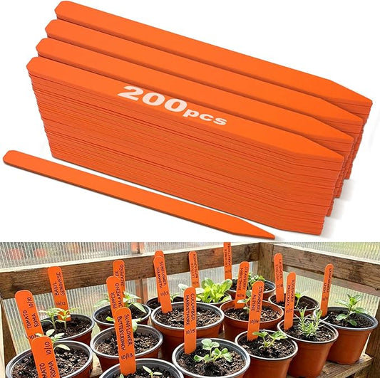 Weysat 200 Pcs 12" Wood Plant Labels for Field or Containers Plant Tags Wood Garden Labels for Seedling Stakes Markers Nursery Seed Tags with Smooth Surface for Pot Herbs Flowers Vegetables (Orange)