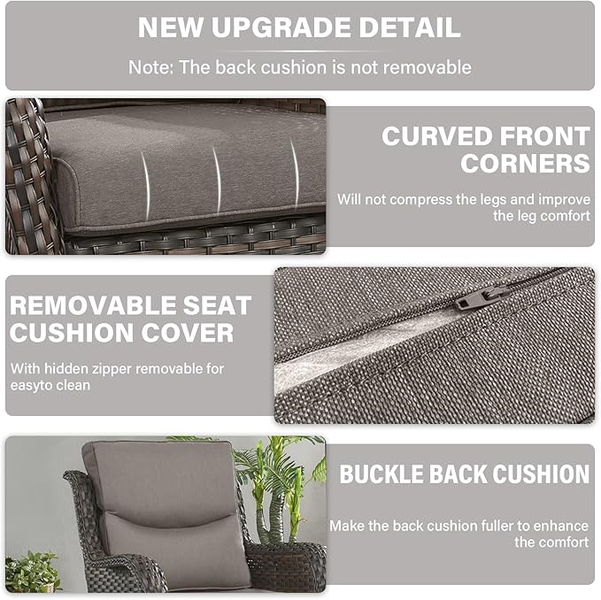 Outdoor Chair Cushions - 22 * 24" Outdoor Patio Cushions with Removable Cover, 28D High Density Sponge Filling Patio Furniture Cushions for Chairs, Rocker, Sofa and Loveseat - Grey