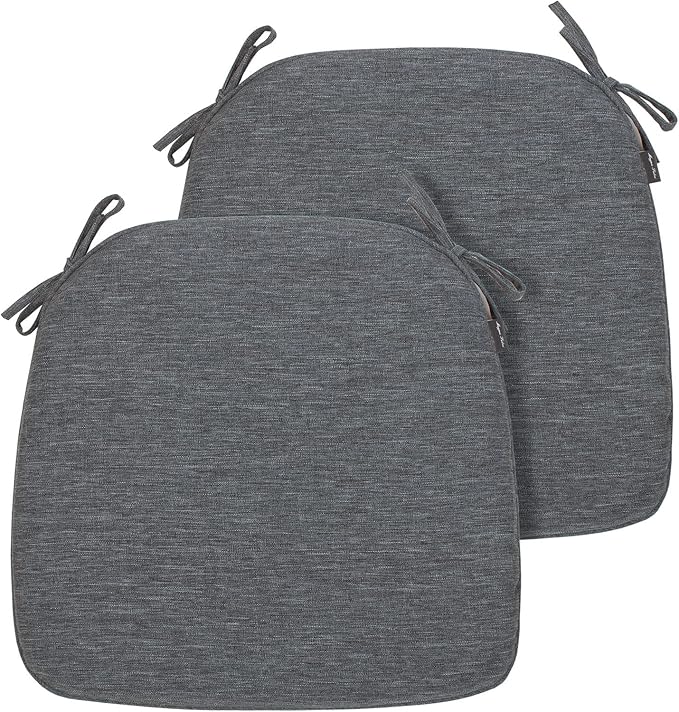 Magpie Fabrics Outdoor/Indoor 17"x16"x2" Chair Cushions with Ties Set of 2, Waterproof All Weather U-Shape Seat Pads Decoration for Patio Garden Furniture Home Office (Heather Grey)