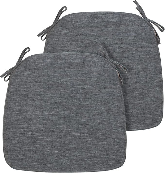 Magpie Fabrics Outdoor/Indoor 17"x16"x2" Chair Cushions with Ties Set of 2, Waterproof All Weather U-Shape Seat Pads Decoration for Patio Garden Furniture Home Office (Heather Grey)