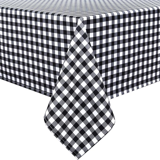 Waterproof Plaid Tablecloth Fabric - Square 58x58 Inch Classic Gingham Checker Table Cloth for Indoor/Outdoor Use - Buffalo Table Cover for Picnics, BBQs, and Parties