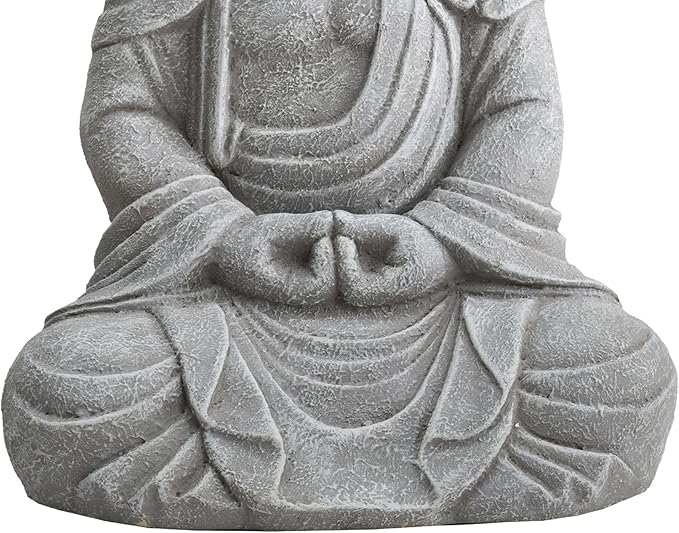 Sunjoy Buddha Statue 20 in. Large Sized Buddha Garden Statue Gray Decorative Outdoor Buddha Statue