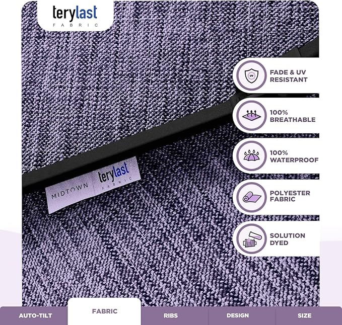 Midtown Umbrellas The Lean Patio Umbrella (Terylast Fabric - Textured Purple, 10 Foot)