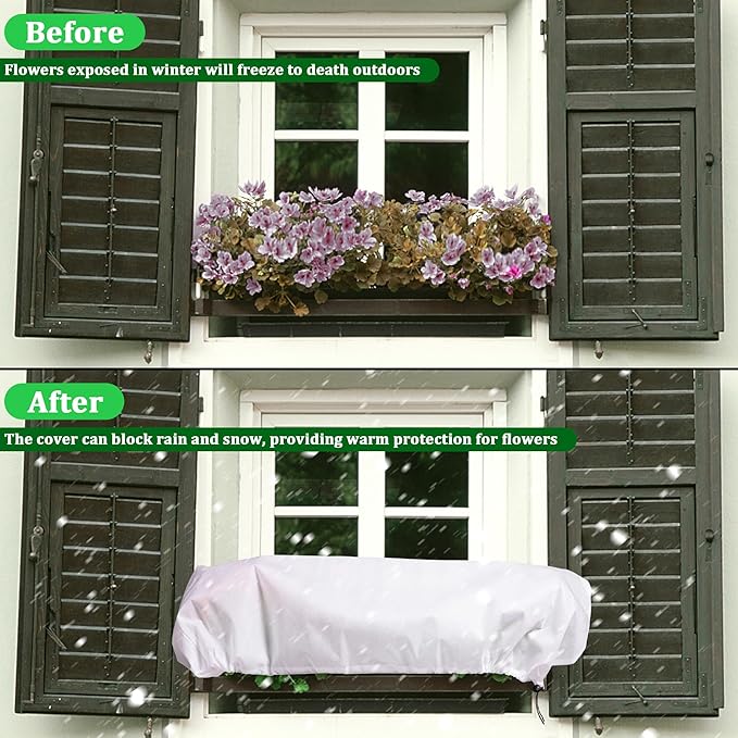 DECOHS 3 Pcs Rectangular Winter Plant Freeze Protection Cover - 39.3" x 17.7" x 15.7" Balcony Planter Box Cover - Frost Bags Wraps Blanket for Flower Boxes