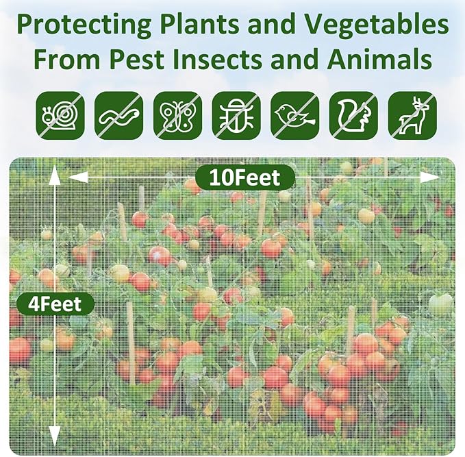 Ultra Fine Garden Netting, 4x25Ft Mesh Plant Netting Pest Barrier for Garden Protection Row Cover Raised Bed Screen Mesh Greenhouse Mosquito Net, Protecting Tree Plants Vegetable Flowers Fruits