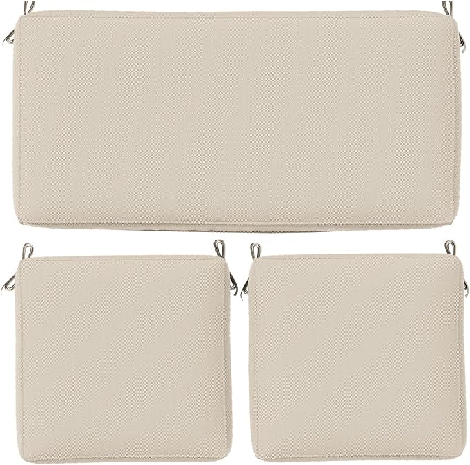 3 Pack Outdoor Replacement Cushions, Fit for 4-Seater Wicker Rattan Patio Conversation Set, 36x18x3,18x18x3, Liner & Cover