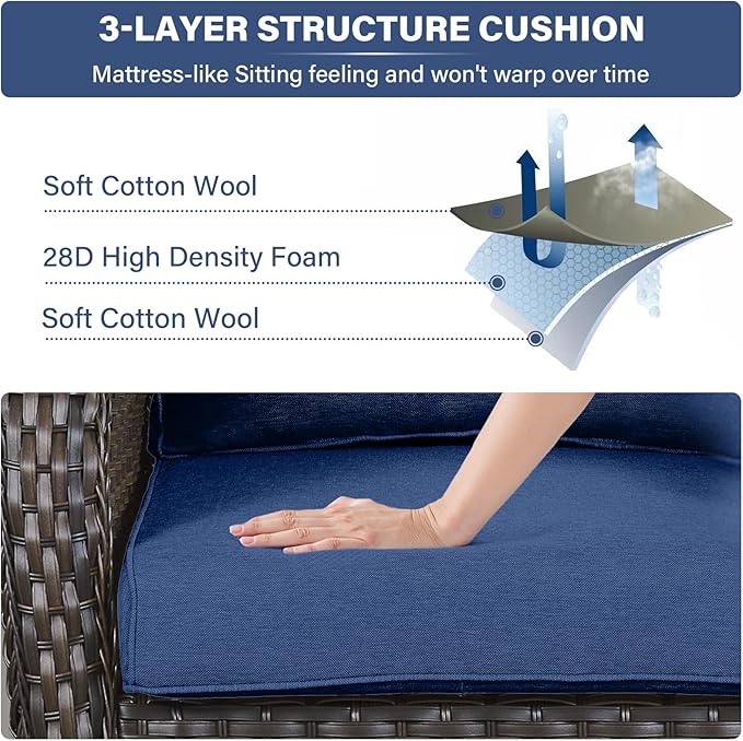 Outdoor Chair Cushions 8 Sets- 22 * 24" Patio Furniture Cushions with Removable Cover, 27D High Density Sponge Filling Outdoor Patio Cushions for Chairs, Rocker, Sofa and Loveseat - Blue