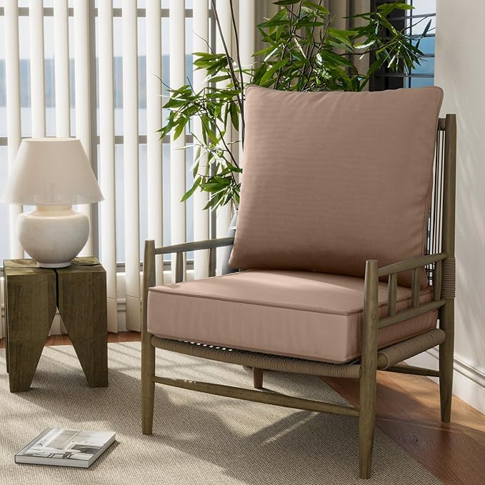 22" x 22" x 6" Outdoor Deep Seat Cushions - Waterproof & Fade Resistant Patio Furniture Replacement Cushions, Non-Slip Outdoor Cushions Fit Loveseats, Couches, Chairs, and Sofas