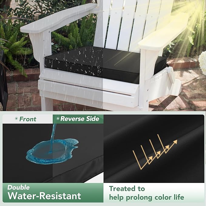 Outdoor Chair Cushions Set of 2: Waterproof & Fade Resistant Deep Seat Cushion for Patio Furniture - 24 x 24 x 3 Inch Chair Pads with Ties and Hidden Zipper - Patio Chair Cushion Replacement, Black
