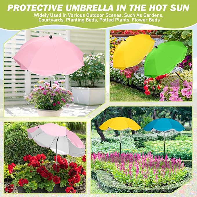 4 Pack Plant Umbrellas for Outdoor Plants,26" Larger Garden Umbrella Sun Shade for Garden Beds Potted Plants