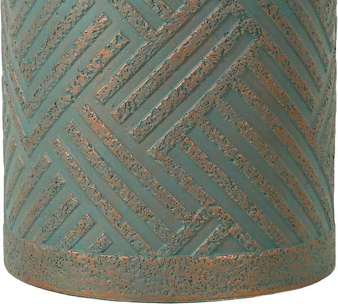 16.93" Cement End Tables for Patio,Faux Terrazzo Modern Small Round Side Accent Table,Tree Stump Garden Stool Drum Indoor and Outdoor,Green