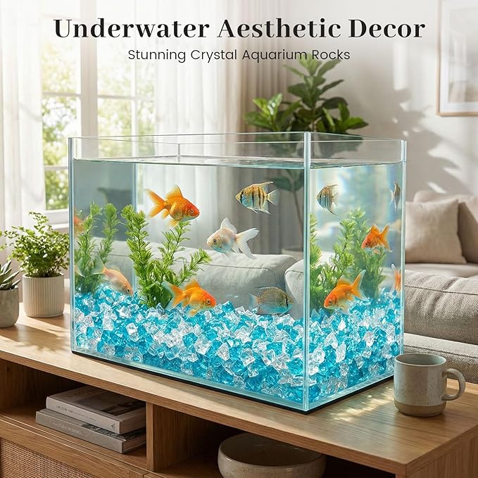 DomeStar 150PCS Fake Ice, Vase Filler Mixed Blue Fake Ice Rocks, Acrylic Crystals for Crafts Table Scatter Wedding Party Aquarium Tank Decorations