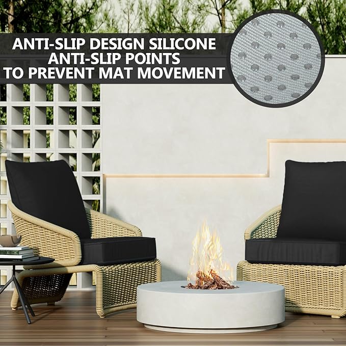 24" x 24" x 6" Outdoor Deep Seat Cushions Set - 4 Set Waterproof & Fade Resistant Patio Furniture Replacement Cushions, Non-Slip Outdoor Cushions Fit Loveseats, Couches, Chairs, Sofas.