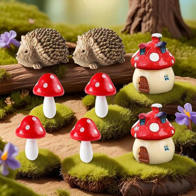 8 Pcs Mushroom Decor, Resin Fairy Garden Decorations for Indoor Outdoor, Terrarium Ornaments, Miniature House Plants Accessories