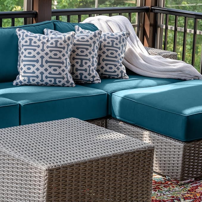 9 Piece Outdoor Patio Waterproof Cushion Covers, Fits 4-Seat Wicker Rattan Sectional Couch Chair Furniture Cover Replacement Set - Fade-Resistant Patio Cushion Covers with Zipper