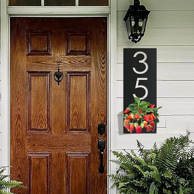 vertical Address Sign With Planter Box,Personalized Metal Address Sign,Custom Vertical Address Planter,Custom House Numbers，Customized House Number Signs, Metal Address Signs,Gifts for Grandparents