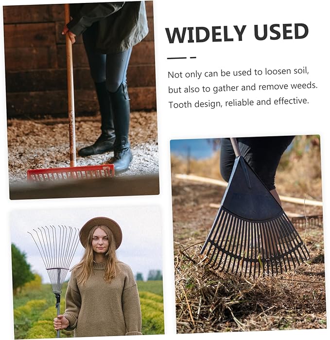 Mikikit Foldable High-Carbon Rake Garden Cleaning Tool for Lawn Care and Maintenance Efficient Metal Rake for Leaves and Debris Gardening Accessory