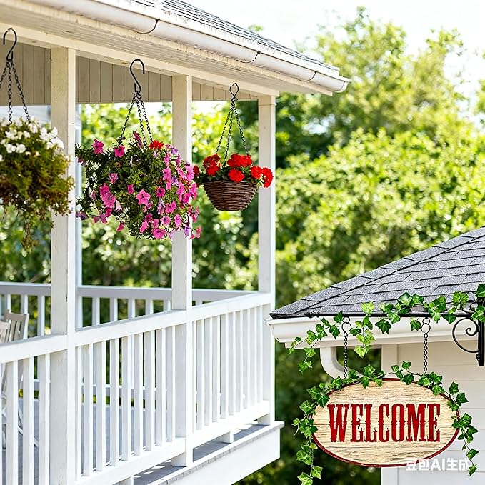 Black Hanging Plant Chains Kit, 20-Inch Adjustable Plant Hangers with Hooks for Hanging Baskets, Bird Feeders, Wind Chimes, Planters and Porch Signs 6Pack